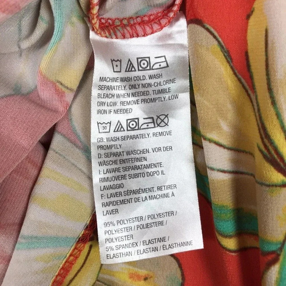 Susan Graver Blouse Womens Size XL Orange Tunic Top Asymmetrical Hem 3/4 Sleeve - Picture 12 of 12